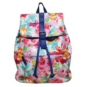 Punctuate Spring In Bloom Backpack Floral Blue Trimming